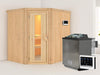 Karibu Sauna Siirin inkl. 9 kW Bioofen ext. Steuerung, mit energiesparender Saunatür - ohne Dachkran