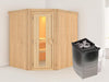 Karibu Sauna Siirin inkl. 9 kW Ofen integ. Steuerung, mit energiesparender Saunatür -ohne Dachkranz-