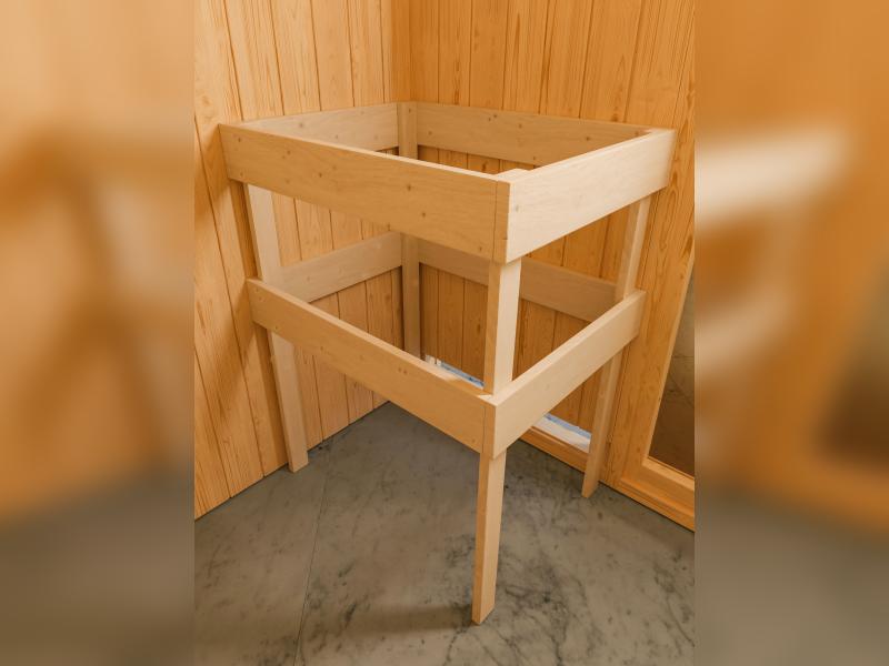 Karibu Sauna Siirin inkl. 9 kW Ofen integr. Steuerung mit moderner Saunatür -mit Dachkranz-