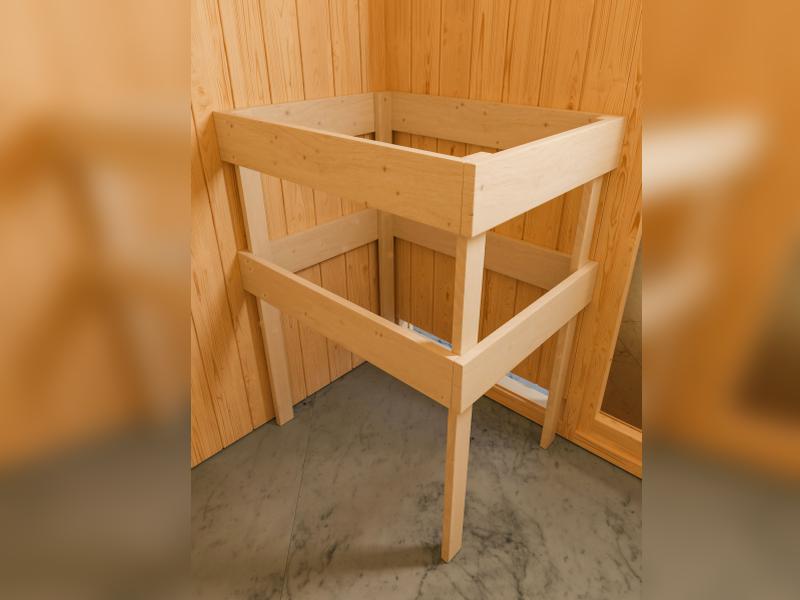 Karibu Sauna Siirin inkl. 9kW Ofen mit ext. Steuerung mit Klarglas Ganzglastür -ohne Dachkranz-
