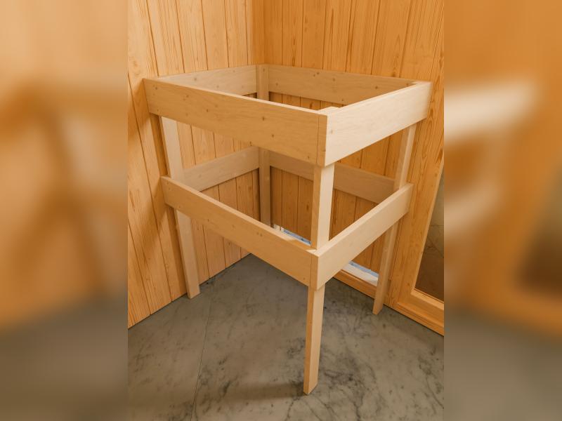 Karibu Sauna Siirin inkl. 9kW Ofen mit integr. Steuerung mit Klarglas Ganzglastür -ohne Dachkranz-