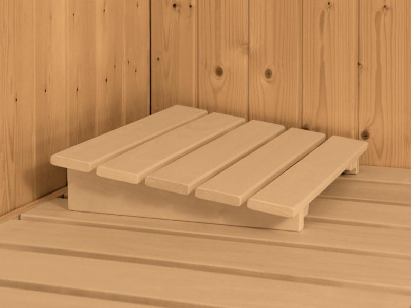 Karibu Sauna Sodin inkl. 9 kW Ofen integr. Steuerung mit moderner Saunatür - mit Dachkranz -