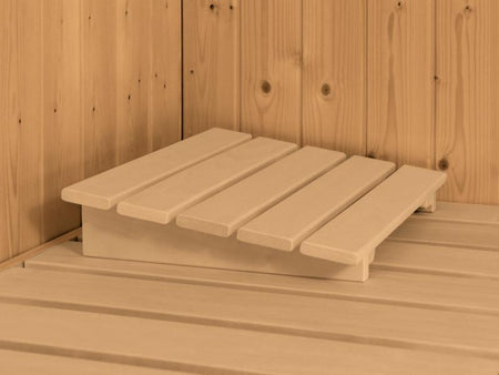 Karibu Sauna Sodin inkl. 9 kW Ofen integr. Steuerung mit moderner Saunatür - mit Dachkranz -