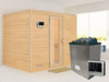 Karibu Sauna Sonara inkl. 9-kW-Ofen mit externer Steuerung, ohne Dachkranz, mit energiesparender Sau