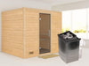 Karibu Sauna Sonara inkl. 9-kW-Ofen mit interner Steuerung, ohne Dachkranz, mit moderner Saunatür