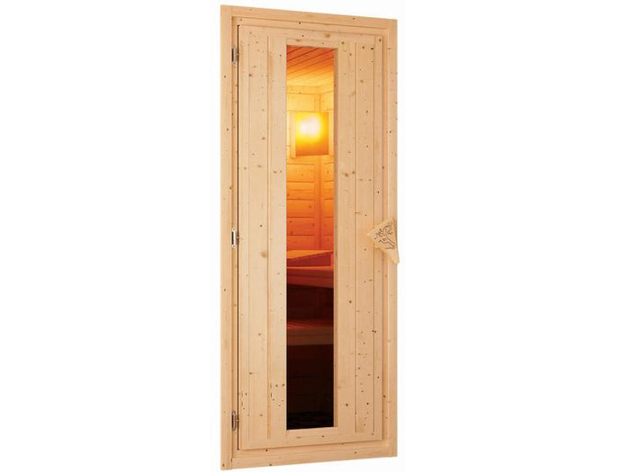 Karibu Sauna Taurin inkl. 9 kW Bioofen externe Steuerung, mit Energiespartür - ohne Dachkranz -