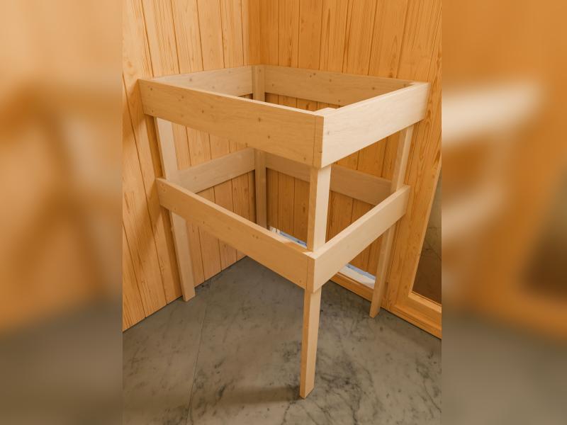 Karibu Sauna Taurin inkl. 9 kW Ofen integr. Steuerung, mit bronzierter Ganzglastür  - ohne Dachkranz