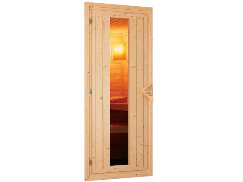 Karibu Sauna Taurin inkl. 9 kW Ofen integrierte Steuerung, mit Energiespartür -ohne Dachkranz-