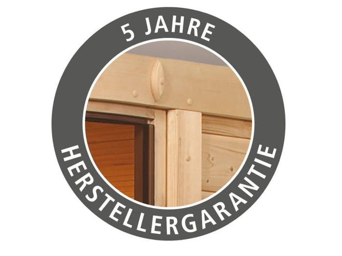 Karibu Sauna Variado inkl. 9 kW Ofen ext. Steuerung, mit moderner Saunatür -mit Dachkranz-
