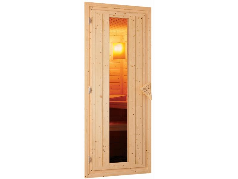 Karibu Sauna Variado inkl.  9 kW Ofen integr. Steuerung, mit Energiespartür -mit Dachkranz-