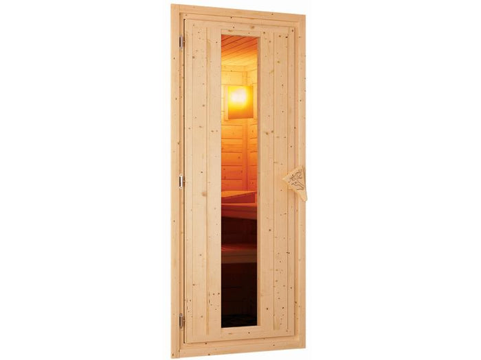 Karibu Sauna Variado inkl.  9 kW Ofen integr. Steuerung, mit Energiespartür -mit Dachkranz-