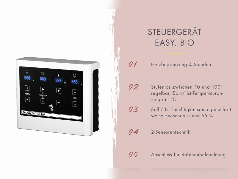 Karibu Saunahaus Angkor 1, 38 mm naturbelassen -inkl. 9 kW Bioofen ext. Steuerung-