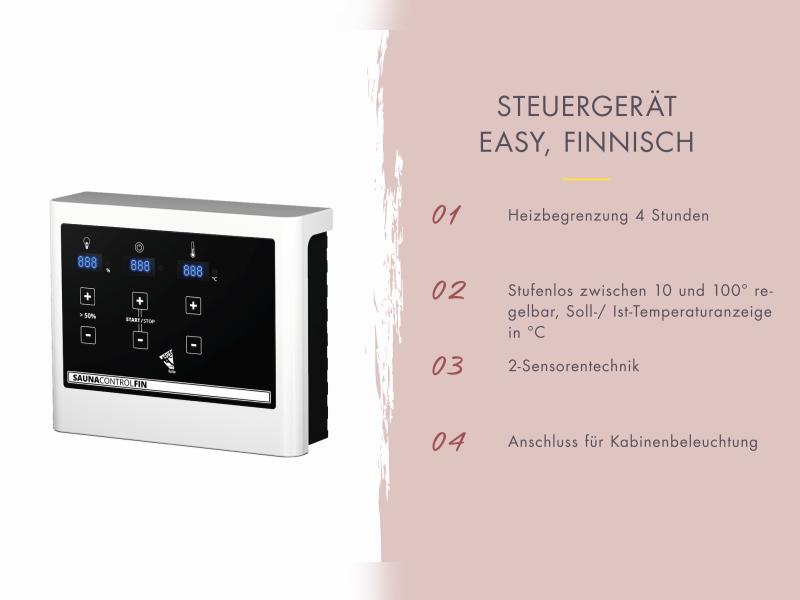 Karibu Saunahaus Catalina, natur -inkl. 9 kW Ofen ext. Steuerung- inkl. Vorraum, 73 mm