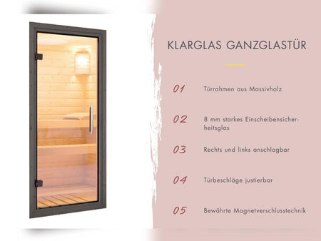 Karibu Saunahaus Catalina, schwarz -inkl. 9 kW Ofen ext. Steuerung- inkl. Vorraum, 73 mm