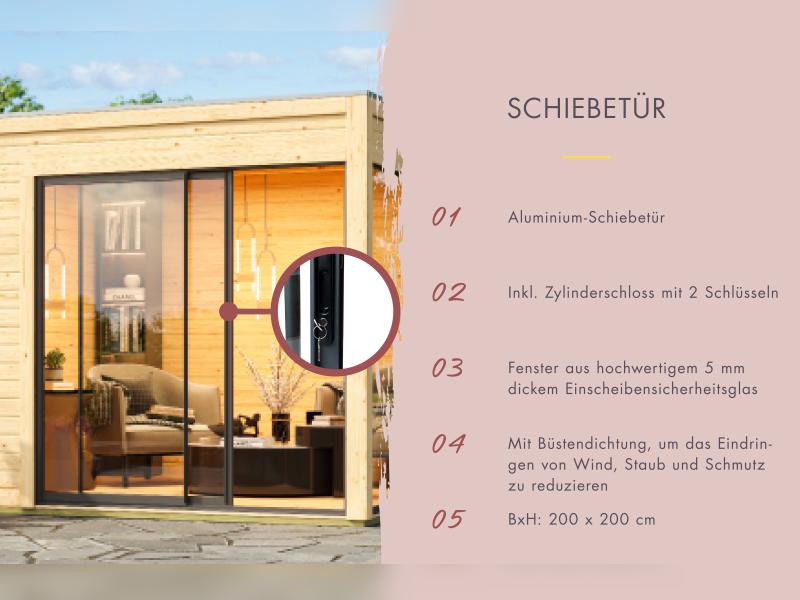 Karibu Saunahaus Catalina, schwarz-inkl. 9 kW Bioofen ext. Steuerung- inkl. Vorraum, 73 mm
