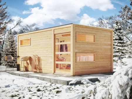 Karibu Saunahaus Hygge 38 mm- naturbelassen- ohne Ofen