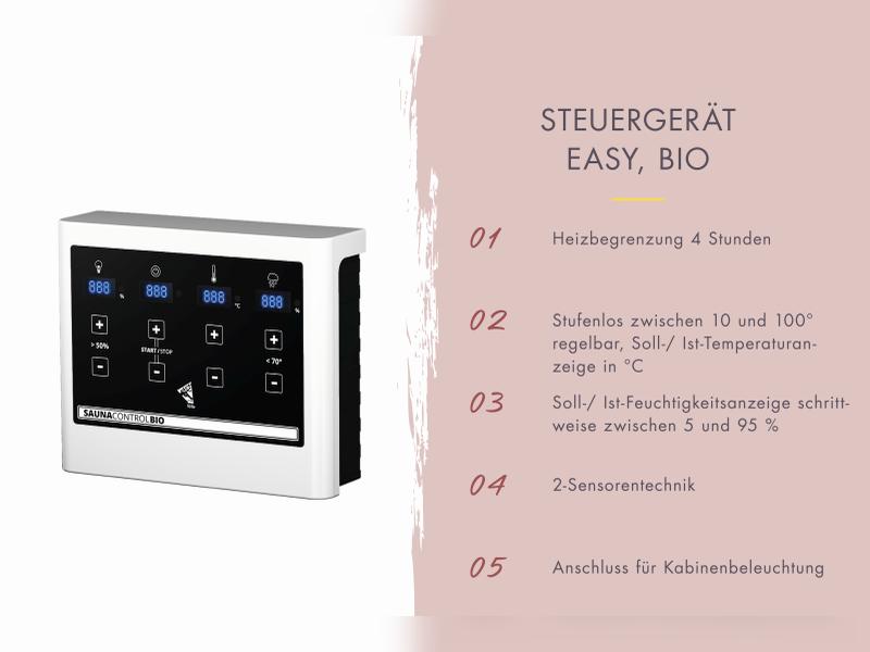 Karibu Saunahaus Hytti 0  38 mm - Ofen 9kW Bio ext. Strg. - Iso Tür, terragrau