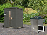 Karibu Saunahaus Hytti 0  38 mm - Ofen 9kW ext. Strg. - Iso Tür, terragrau
