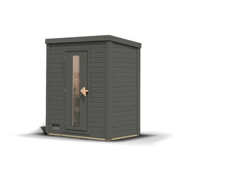 Karibu Saunahaus Hytti 0  38 mm - ohne Ofen - mit Iso-Tür, terragrau