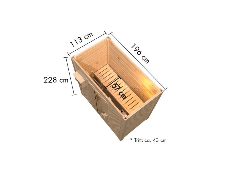 Karibu Saunahaus Hytti 0  38 mm - ohne Ofen - mit Iso-Tür, terragrau