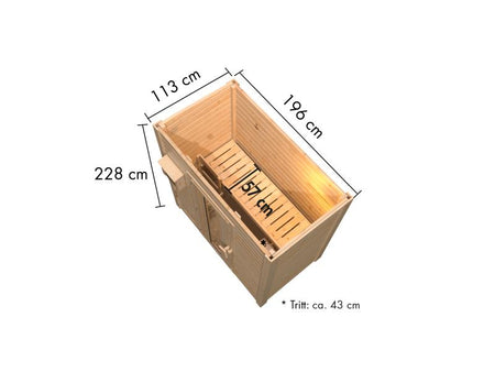 Karibu Saunahaus Hytti 0  38 mm - ohne Ofen - mit Iso-Tür, terragrau