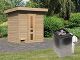 Karibu Saunahaus Hytti 1  38 mm - inkl. 9 kW Ofen integr. Steuerung - mit Energiespartür und Fußbode