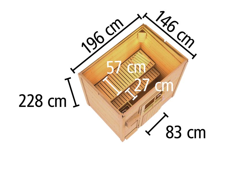 Karibu Saunahaus Hytti 1  38 mm - ohne Ofen - inkl. Energiespartür und Fußboden