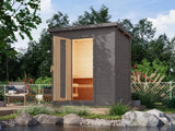 Karibu Saunahaus Hytti 1 38 mm, terragrau  - inkl. 9 kW Ofen integr. Steuerung - mit Energiespartür 