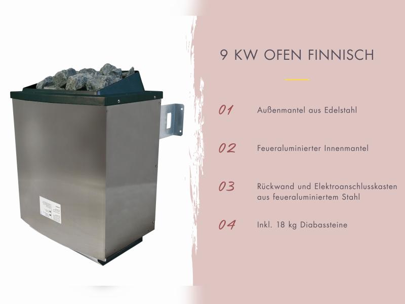 Karibu Saunahaus Hytti 6, inkl. 9 kW Ofen ext. Steuerung - mit Iso-Tür naturbelassen, 38 mm