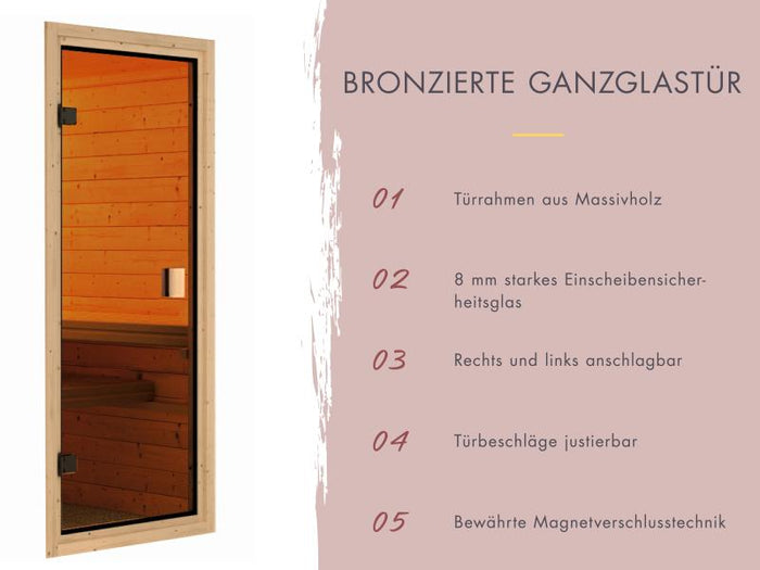 Karibu Saunahaus Hytti 6, inkl. 9 kW Ofen ext. Steuerung -mit Iso-Tür-  terragrau, 38 mm
