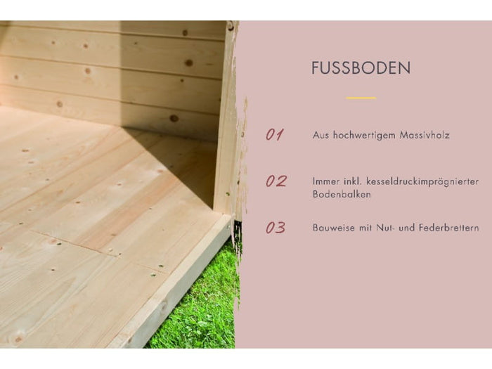 Karibu Saunahaus Hytti 6, inkl. 9 kW Ofen ext. Steuerung -mit Iso-Tür-  terragrau, 38 mm
