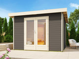Karibu Saunahaus Mainburg 1 Set A terragrau-9kW Ofen ext. Strg