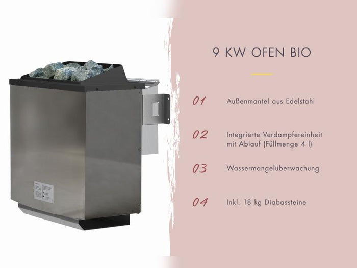 Karibu Saunahaus Mainburg 2 Set 0, inkl. 9 kW Bioofen ext. Steuerung, naturbelassen
