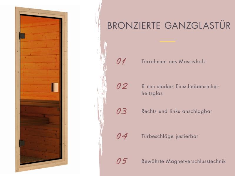 Karibu Saunahaus Mainburg 2 Set 0, inkl. 9 kW Bioofen ext. Steuerung, naturbelassen