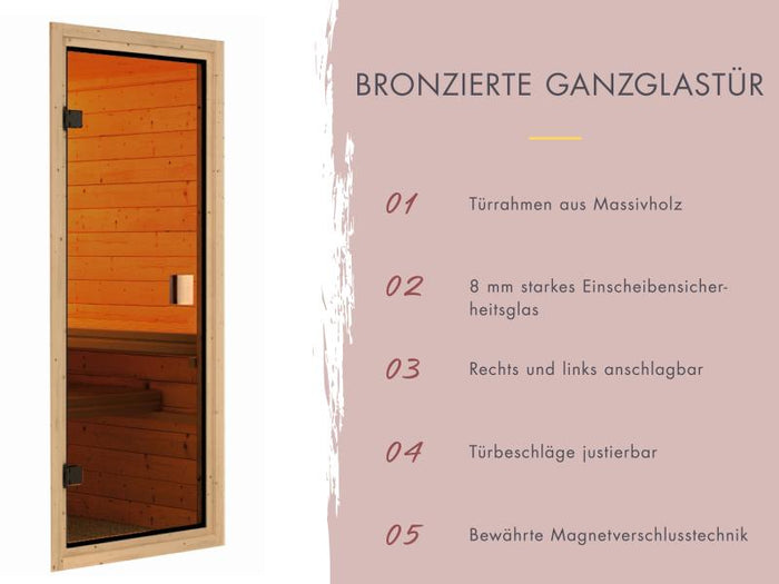 Karibu Saunahaus Mainburg 2 Set 0, inkl. 9 kW Bioofen ext. Steuerung, naturbelassen