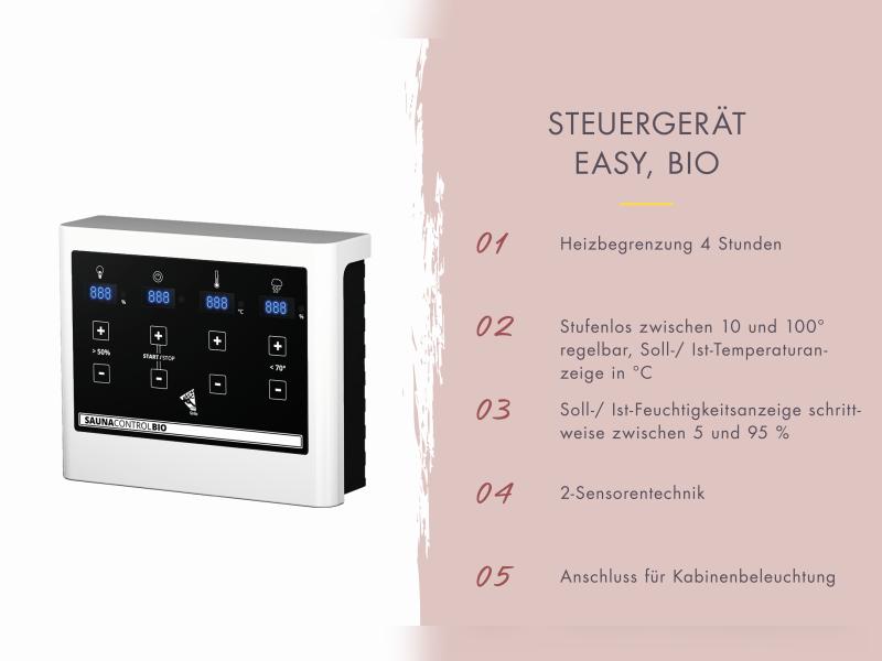 Karibu Saunahaus Miramar natur, inkl. 9 kW Bioofen ext. Steuerung, inkl. Vorraum, 73 mm