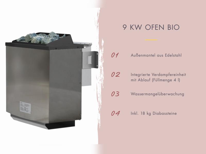 Karibu Saunahaus Terning 3 Set 0 - inkl. 9 kW Bioofen ext. Steuerung - naturbelassen