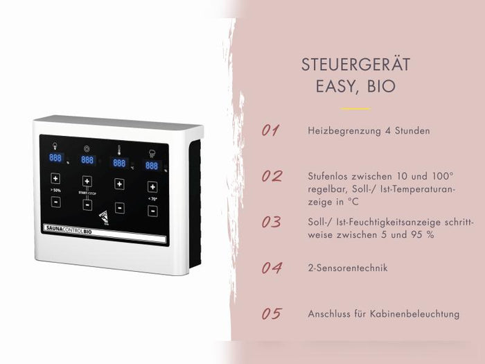 Karibu Saunahaus Terning 3 Set 0 - inkl. 9 kW Bioofen ext. Steuerung - naturbelassen