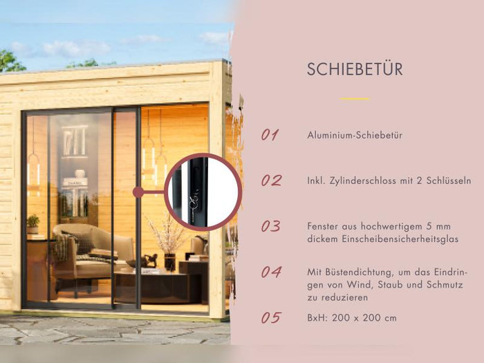 Karibu Saunahaus Terning 3 Set 0 - ohne Ofen - naturbelassen