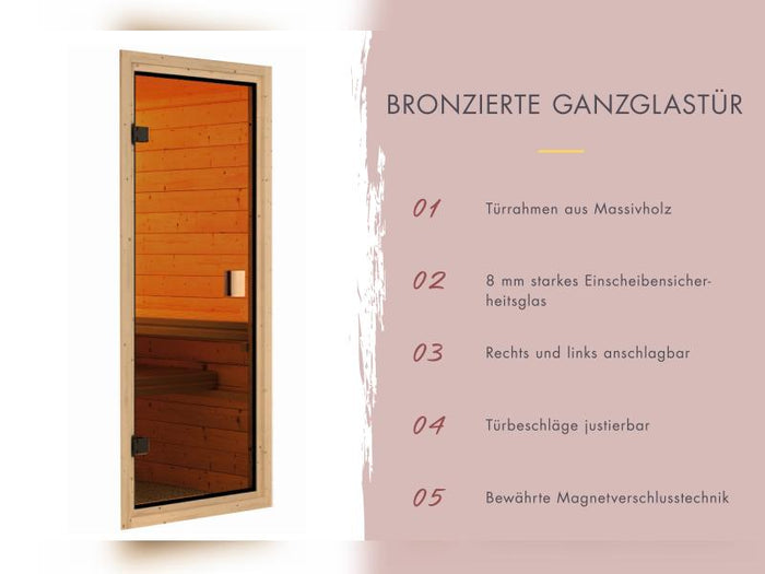 Karibu Saunahaus Terning 3 Set 0 - ohne Ofen - naturbelassen