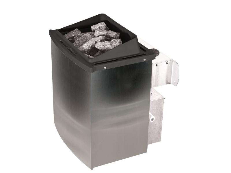 Karibu SaunaSahib 1 inkl. 9 kW Ofen integr. Steuerung, mit klassischer Saunatür -mit Dachkranz-
