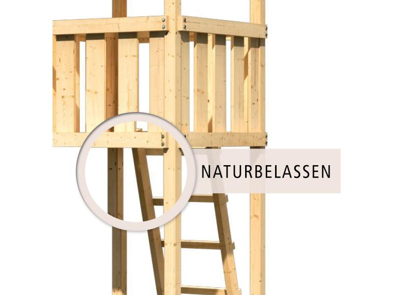Karibu Spielturm Anna + Rutsche rot + Doppelschaukel