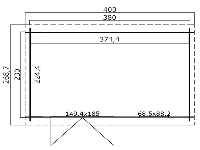 Lasita Blockbohlenhaus Amira 230 carbongrau 28 mm
