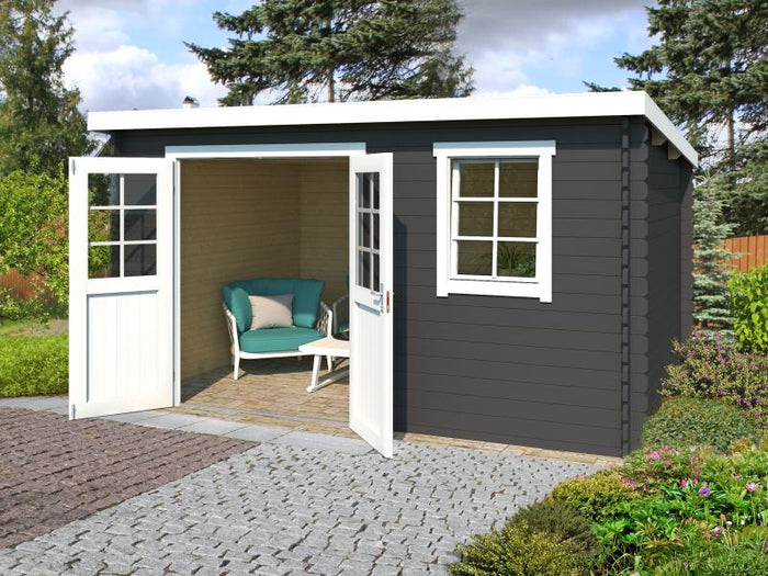 Lasita Blockbohlenhaus Amira 275 carbongrau 28 mm