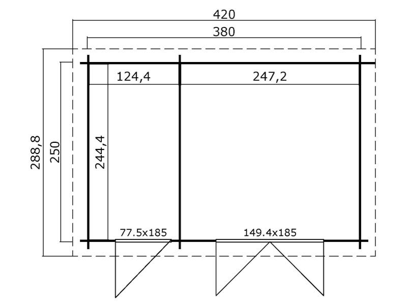 Lasita Blockbohlenhaus Belmont 1 2-Raum carbongrau 28 mm