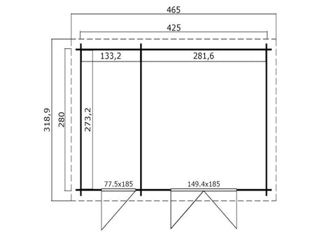 Lasita Blockbohlenhaus Belmont 2 2-Raum lichtgrau 34 mm
