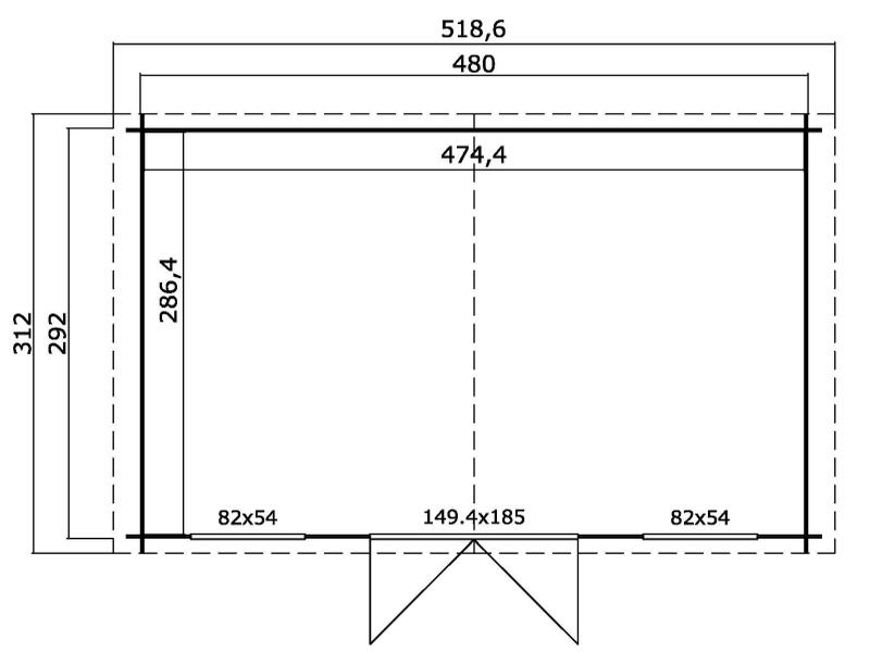 Lasita Blockbohlenhaus Boston carbongrau 28 mm