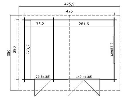 Lasita Blockbohlenhaus Keila 34 carbongrau 2-Raum 34 mm
