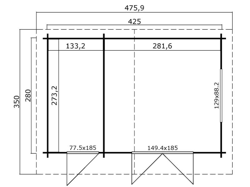 Lasita Blockbohlenhaus Keila 34 natur 2-Raum 34 mm
