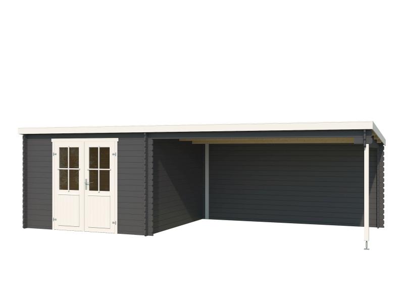 Lasita Blockbohlenhaus St Louis carbongrau mit Anbau 28 mm